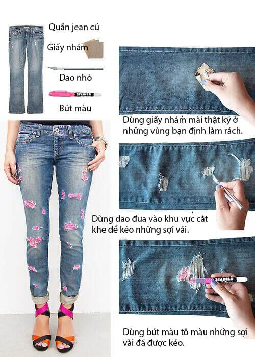Biến chiếc quần jeans cũ thành những kiểu quần áo mới cực "chất" 39 Biến chiếc quần jeans cũ thành những kiểu quần áo mới cực "chất" 11