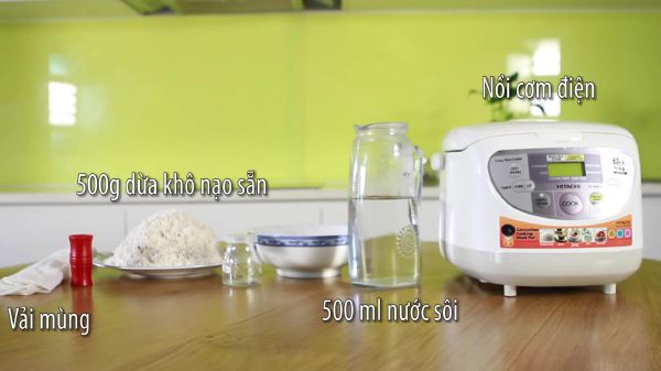 Hướng dẫn cách làm dầu dừa bằng nồi cơm điện 44 làm dầu dừa