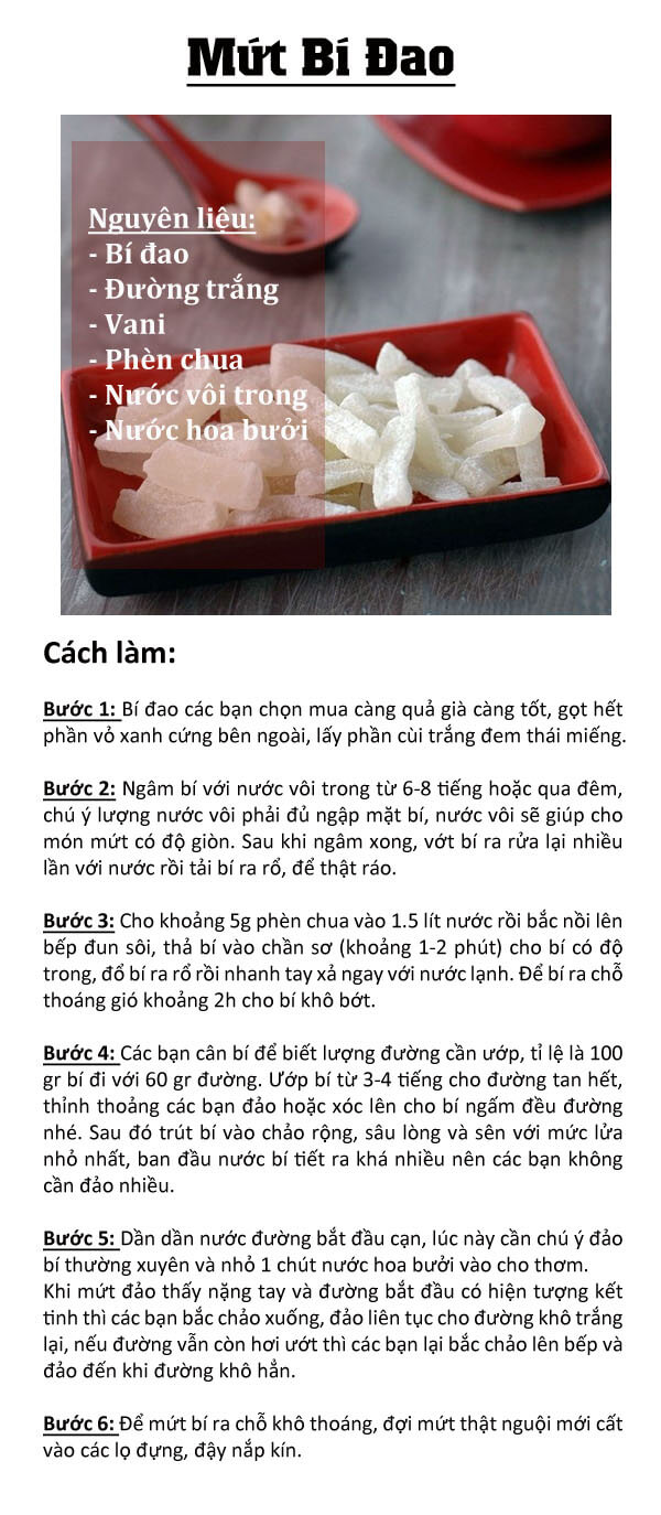 Hướng dẫn mẹ làm món mứt bí trắng dẻo thơm ngon đón Tết 5