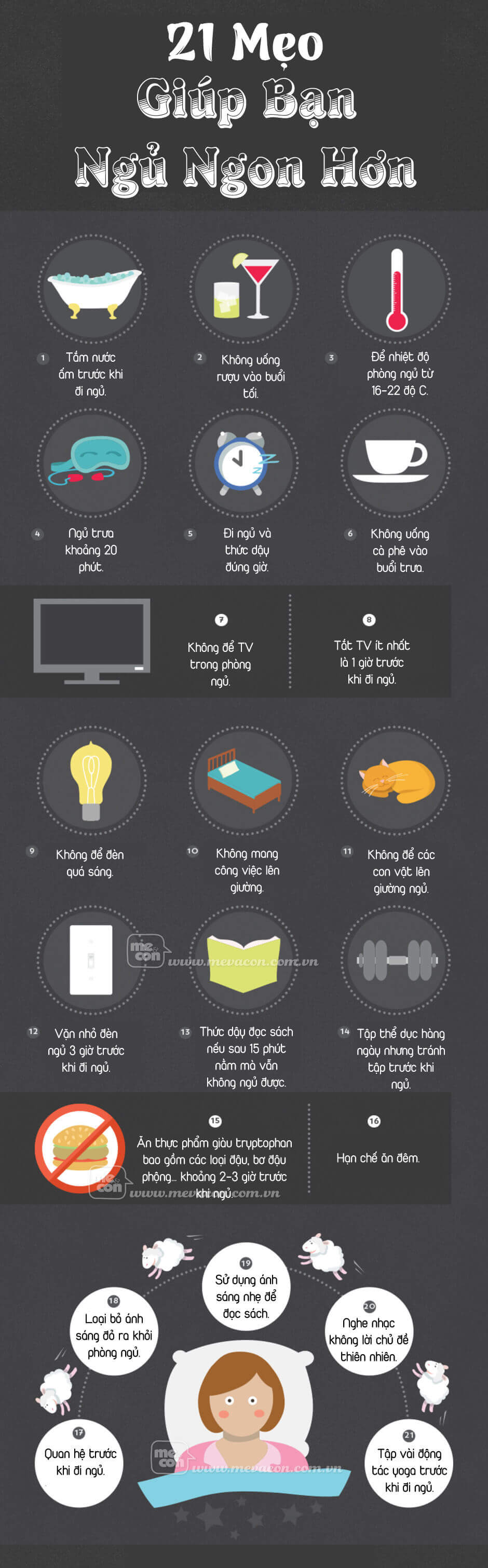 Infographic: 21 mẹo giúp bạn dễ dàng chìm vào giấc ngủ hơn 33 bi quyet de ngu ngon