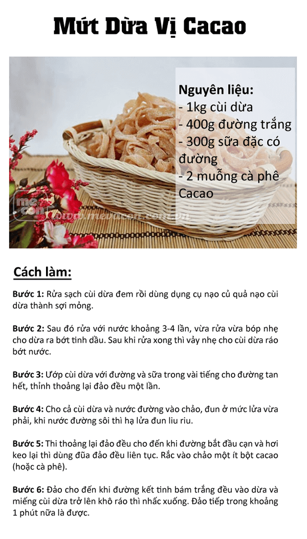 Mách mẹ bí kíp làm mứt dừa vị ca cao thơm ngon 5