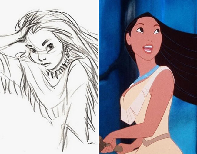 Ngắm 15 nhân vật Disney khác xa so với phiên bản phác thảo 60 phim hoat hinh disney