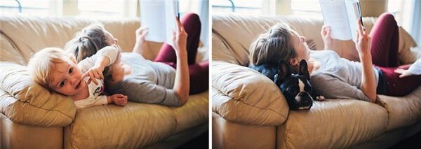 Th&uacute; v&igrave; bộ ảnh b&eacute; v&agrave; c&uacute;n cưng tạo d&aacute;ng giống hệt nhau