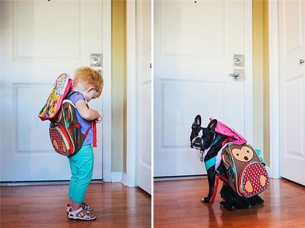Th&uacute; v&igrave; bộ ảnh b&eacute; v&agrave; c&uacute;n cưng tạo d&aacute;ng giống hệt nhau