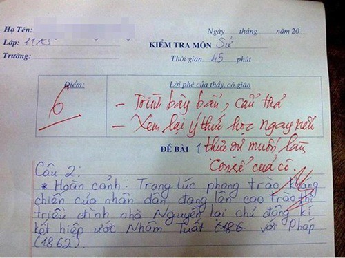 Bật cười với những lời phê "bá đạo" của các thầy cô giáo 45 Bật cười với những lời phê "bá đạo" của các thầy cô giáo 17