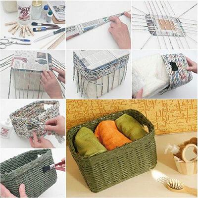 Nhà cửa gọn gàng nhờ giỏ đựng phong cách từ giấy báo cũ 59