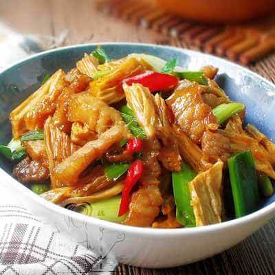 Lạ miệng với tàu hũ ky xào thịt 12
