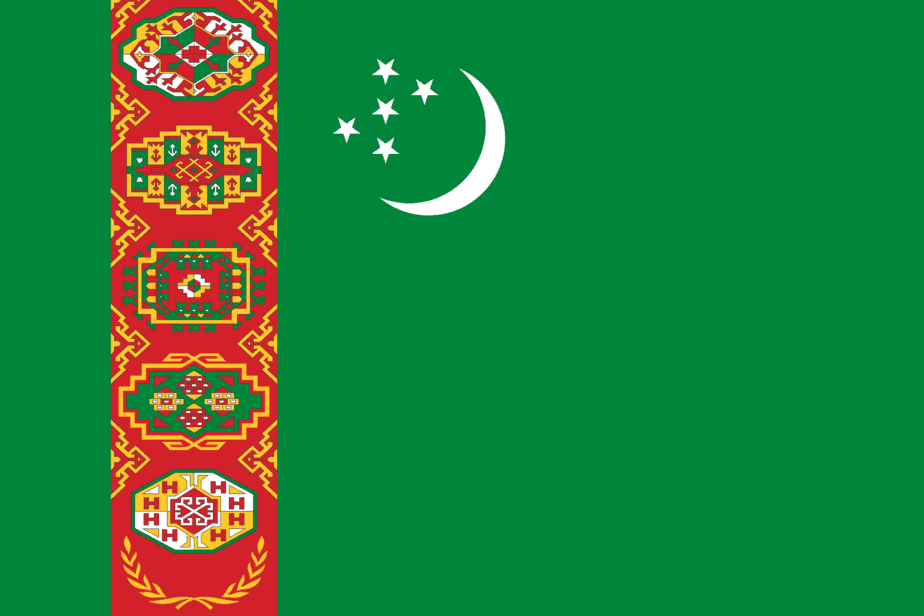Quốc kỳ của các quốc gia trên thế giới, mẹ chỉ ngay cho bé yêu nhé! (Phần 1) 128 Turkmenistan