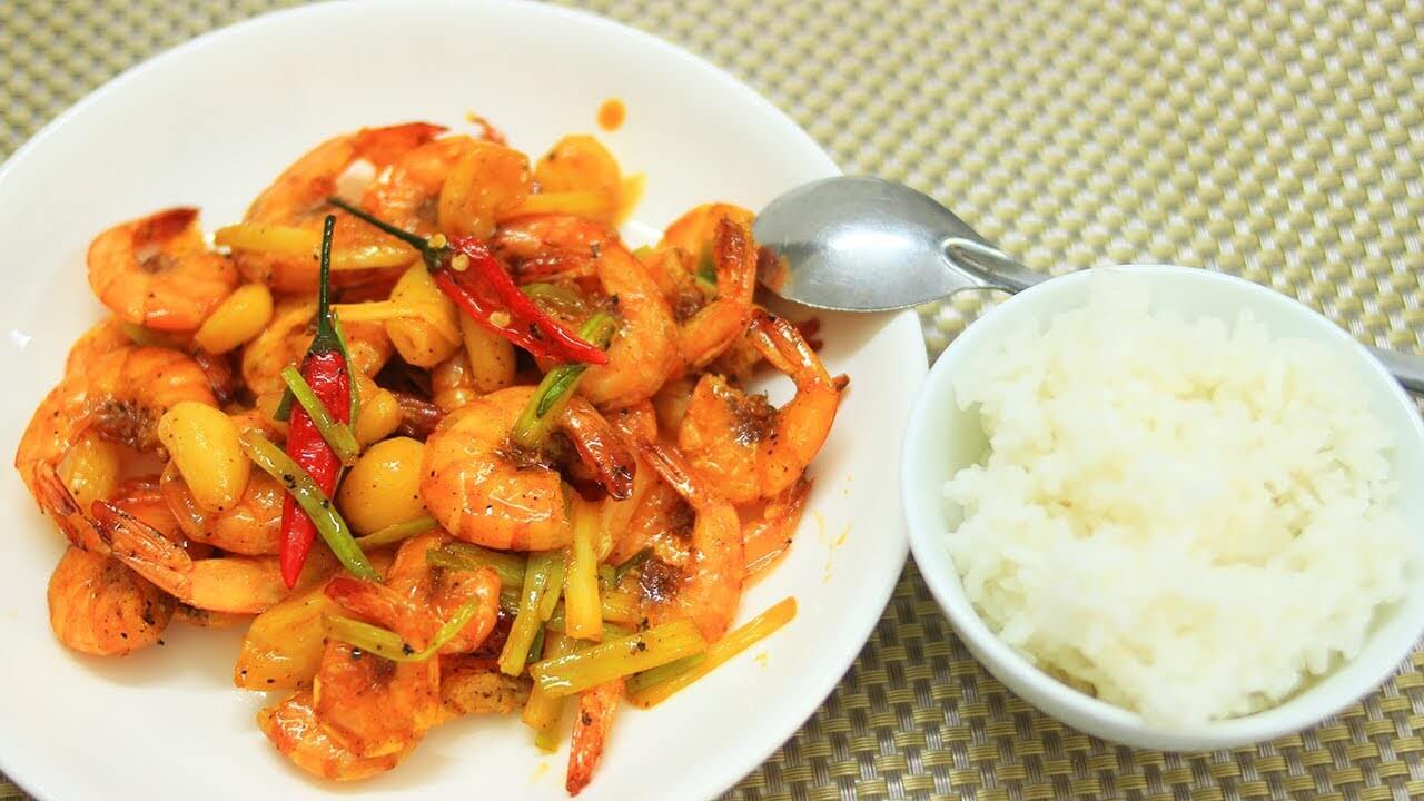 Tôm rim tỏi Tôm rim tỏi