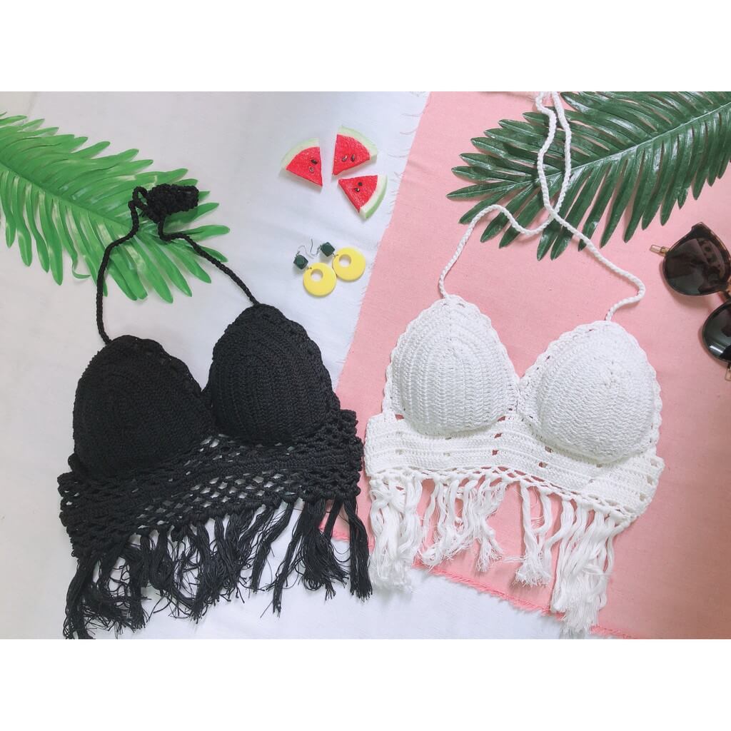 trang phục đi biển cho nữ - Bộ bikini len móc trang phục đi biển cho nữ - Bộ bikini len móc