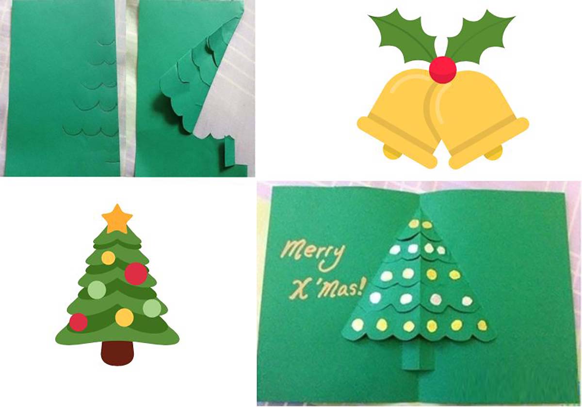 Cùng con làm thiệp Giáng Sinh đơn giản mà đẹp xuất sắc 43 Thiệp nổi Giáng Sinh đơn giản
