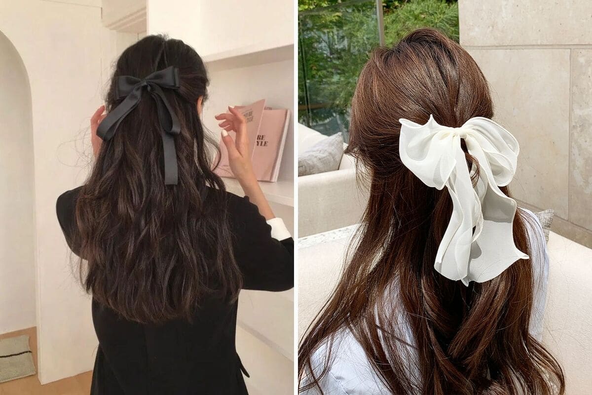 tóc buộc nửa đầu đẹp nhẹ nhàng tóc buộc nửa đầu