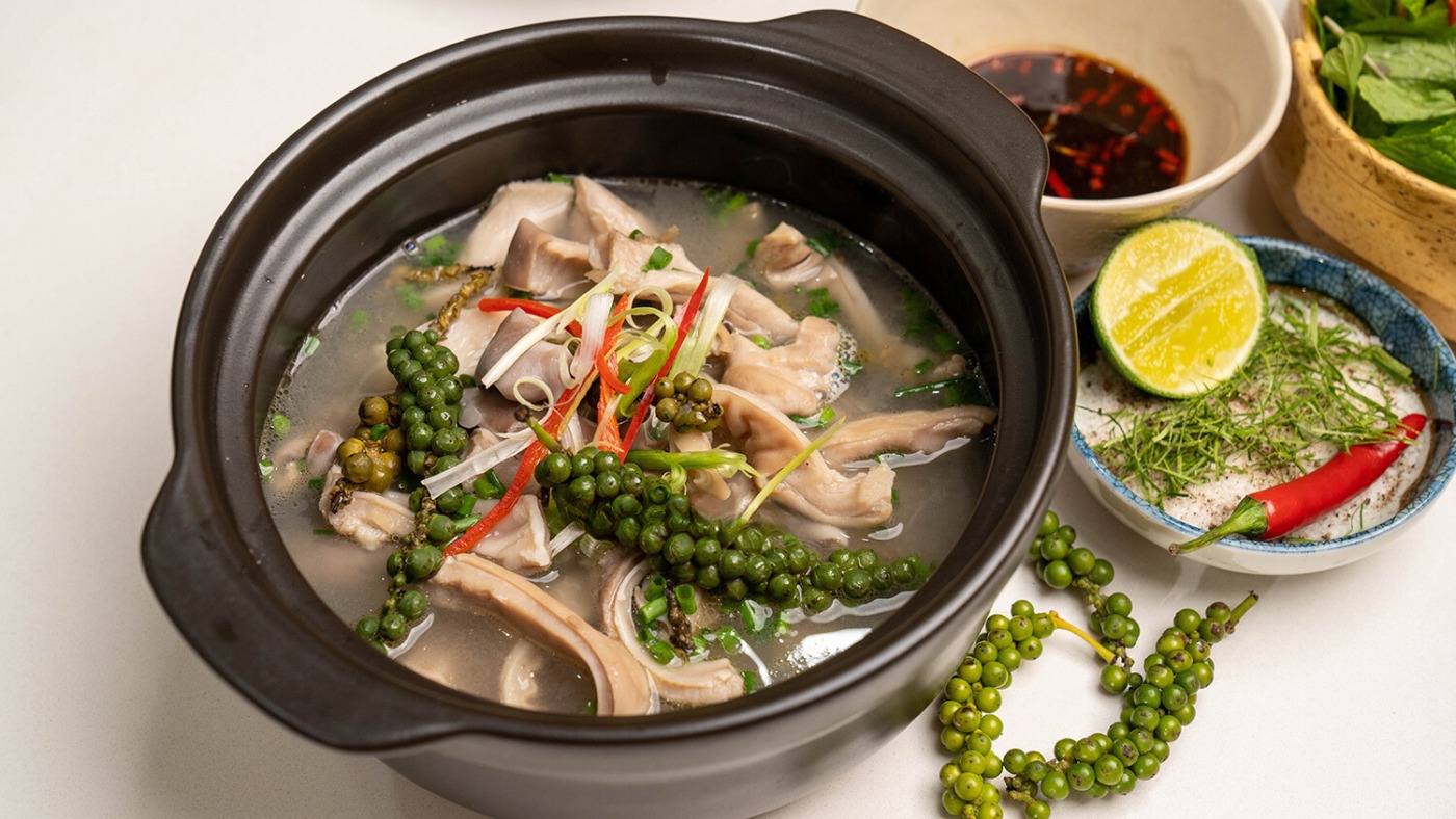 Cách làm bao tử hầm tiêu xanh cay nồng
